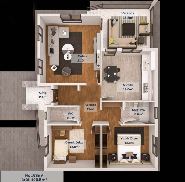 109 Metrekare Betonarme Ev - Görsel 4