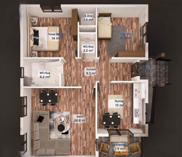 110 Metrekare Betonarme Ev - Görsel 5