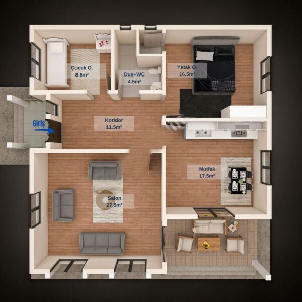 113 Metrekare Betonarme Ev - Görsel 4