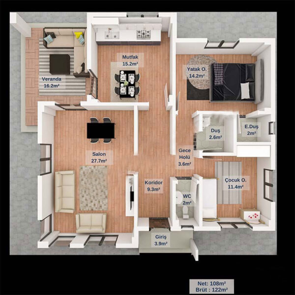 122 Metrekare Betonarme Ev - Görsel 4