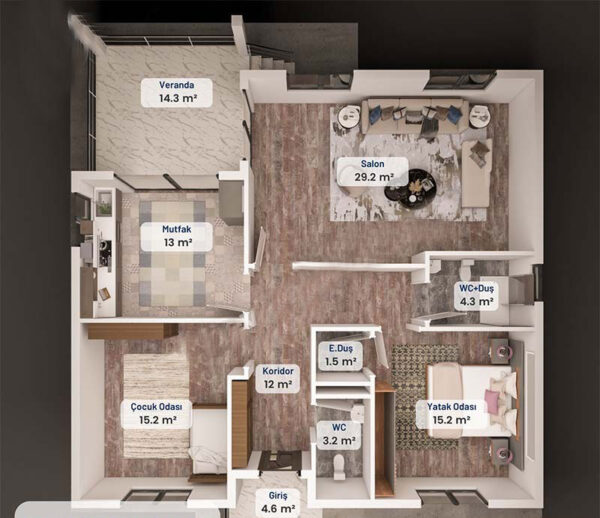 125 Metrekare Betonarme Ev - Görsel 11
