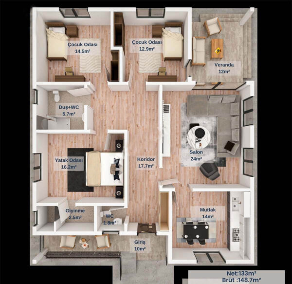 149 Metrekare Betonarme Ev - Görsel 5