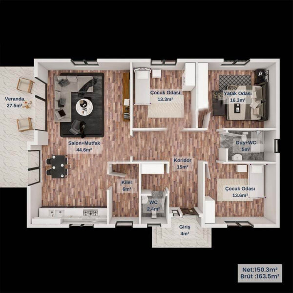 164 Metrekare Betonarme Ev - Görsel 5
