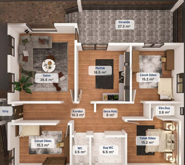 168 Metrekare Betonarme Ev - Görsel 5