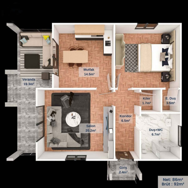92 Metrekare Betonarme Ev - Görsel 5