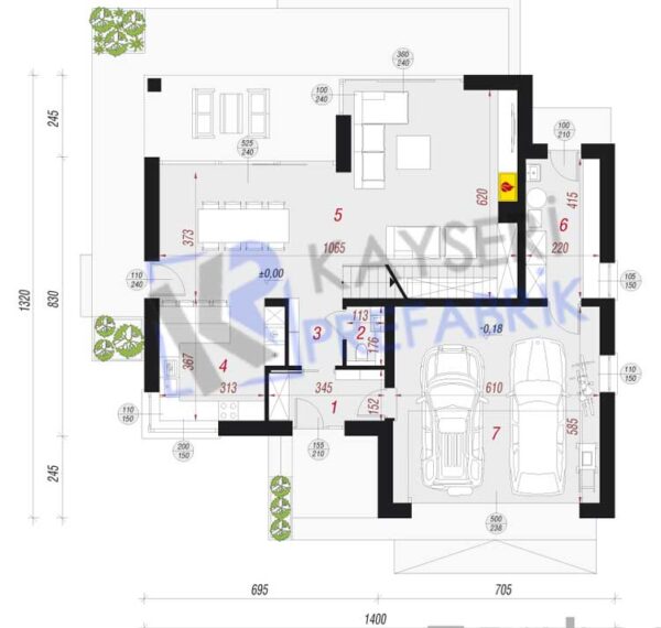 198 mt2 Butik Dubleks Prefabrik Villa - Görsel 2