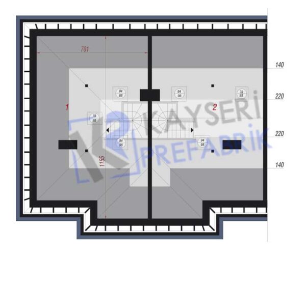325 mt2 Butik Dubleks Prefabrik Villa - Görsel 4