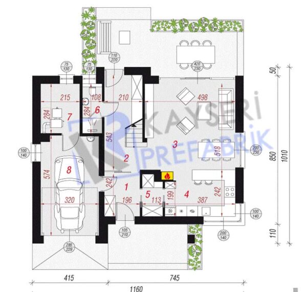 340 mt2 Butik Dubleks Prefabrik Villa - Görsel 2