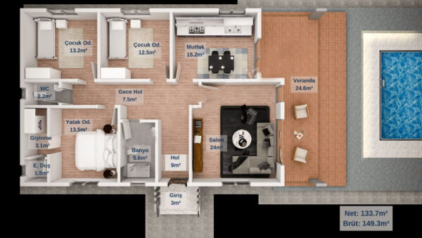 150 Metrekare Betonarme Ev - Görsel 8
